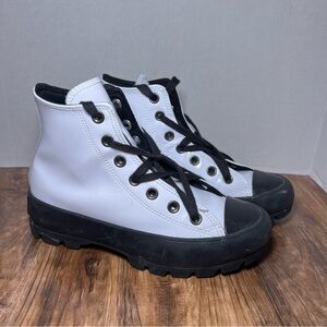 Converse Chuck Taylor All Star High Top White Leather Lugged Boots women’s sz 6